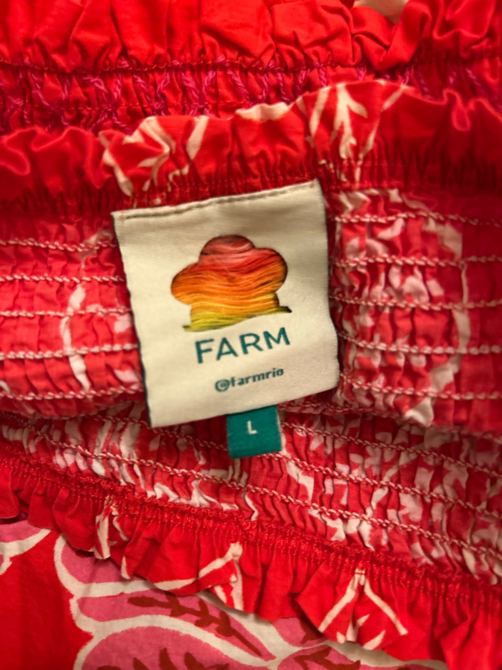 Farm Rio Summer Sunrise Cotton Mini Red White Dress size L - Picture 5 of 7